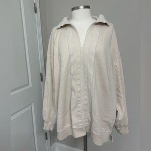 Aerie Starry Skies Beige/Cream Open Neck Oversized Sweatshirt LIKE NEW!! XL